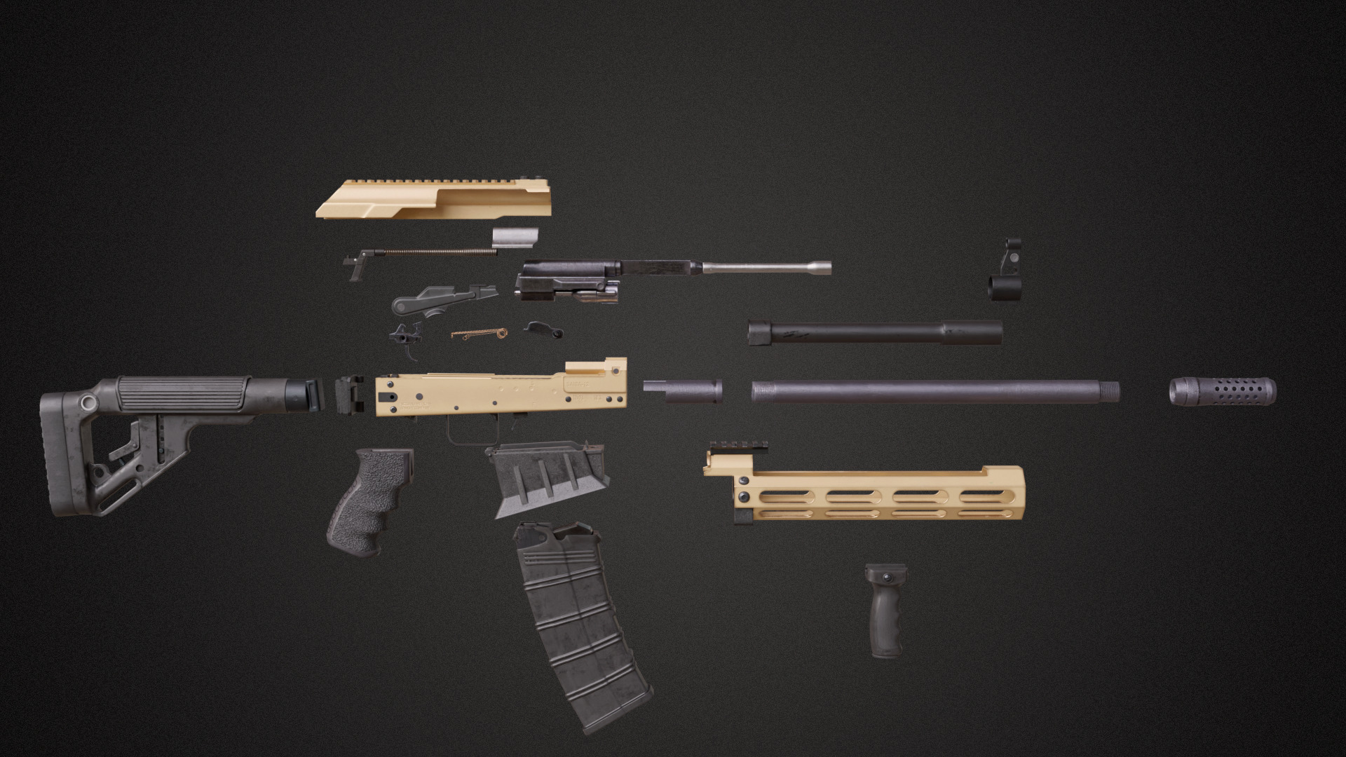 Saiga 12k custom Low-poly 3D model_6