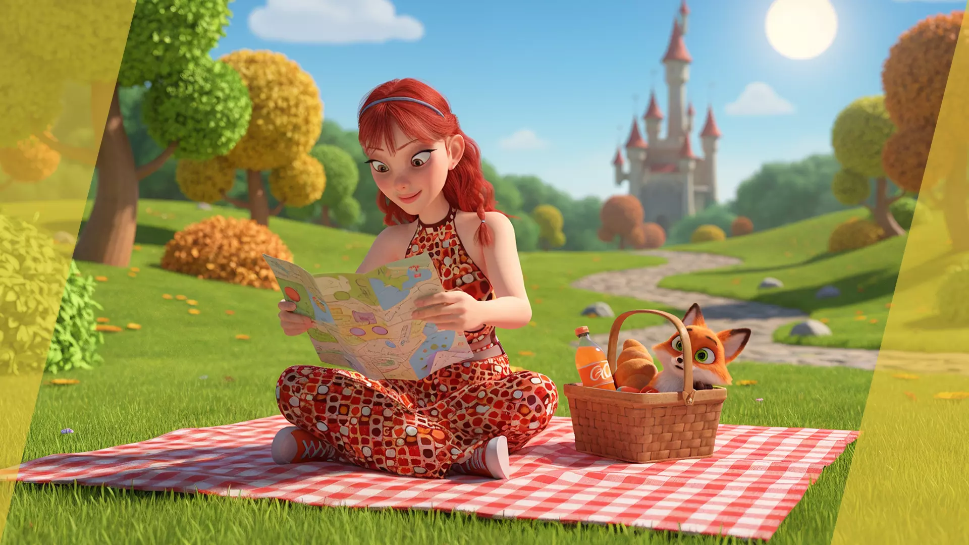 Redhead Character with Colorful Patterned Outfit Toon  Low-poly 3D model_4