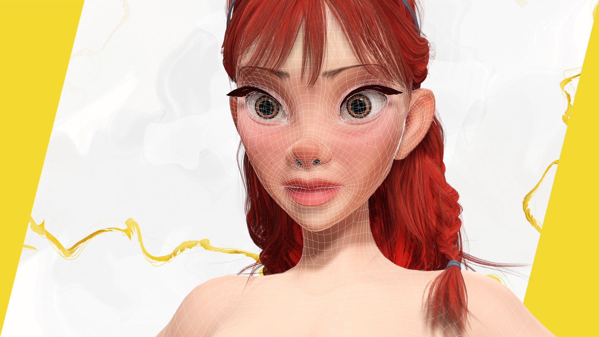 Redhead Character with Colorful Patterned Outfit Toon  Low-poly 3D model_6