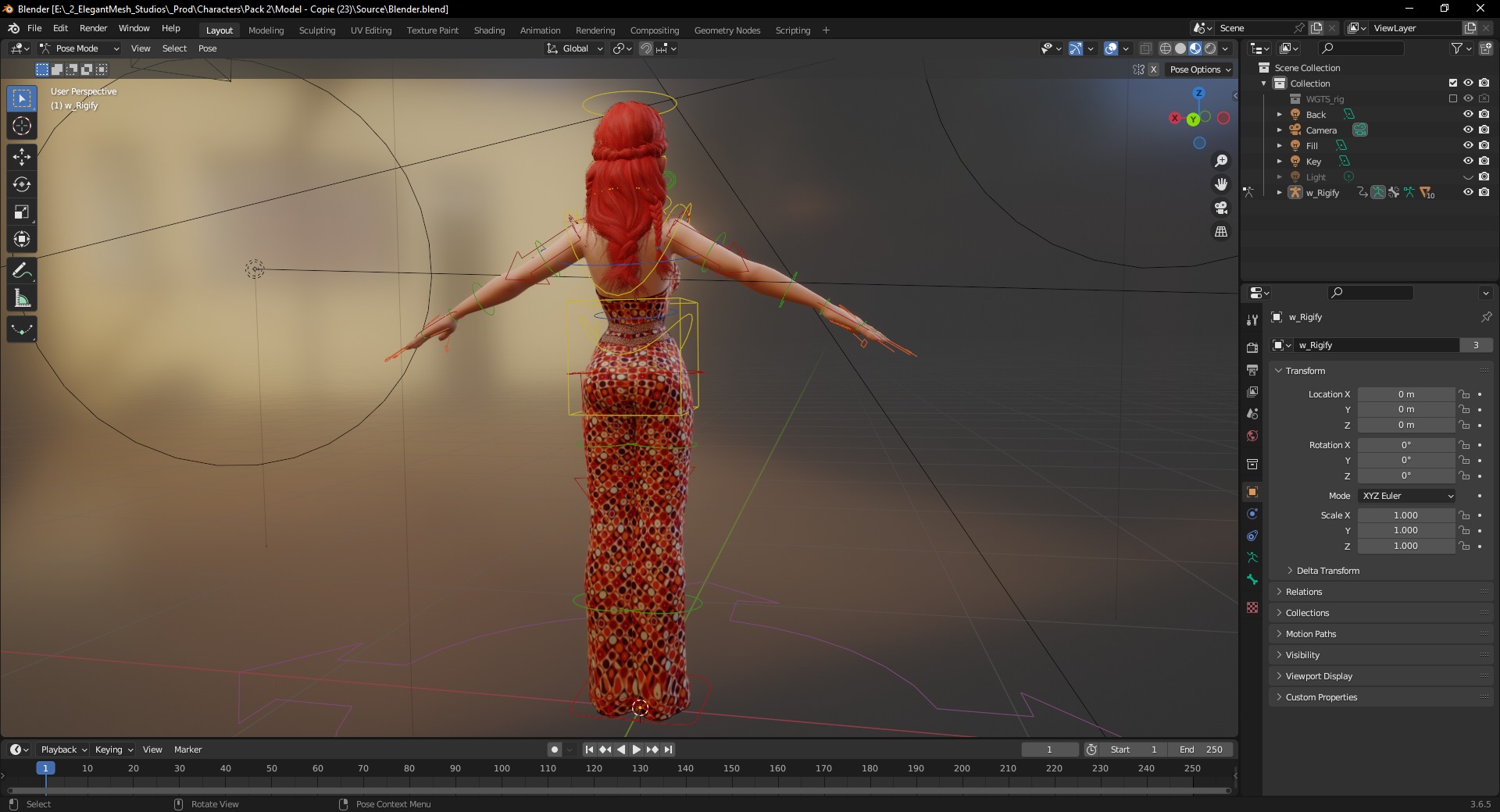 Redhead Character with Colorful Patterned Outfit Toon  Low-poly 3D model_21