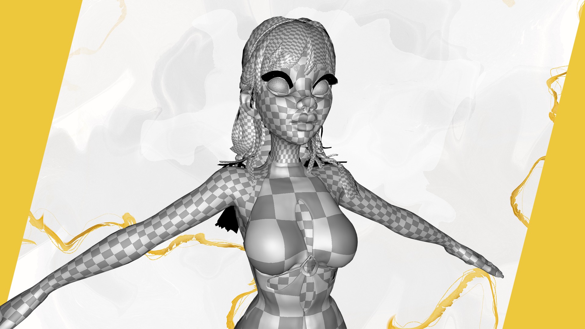 Redhead Character with Colorful Patterned Outfit Toon  Low-poly 3D model_30