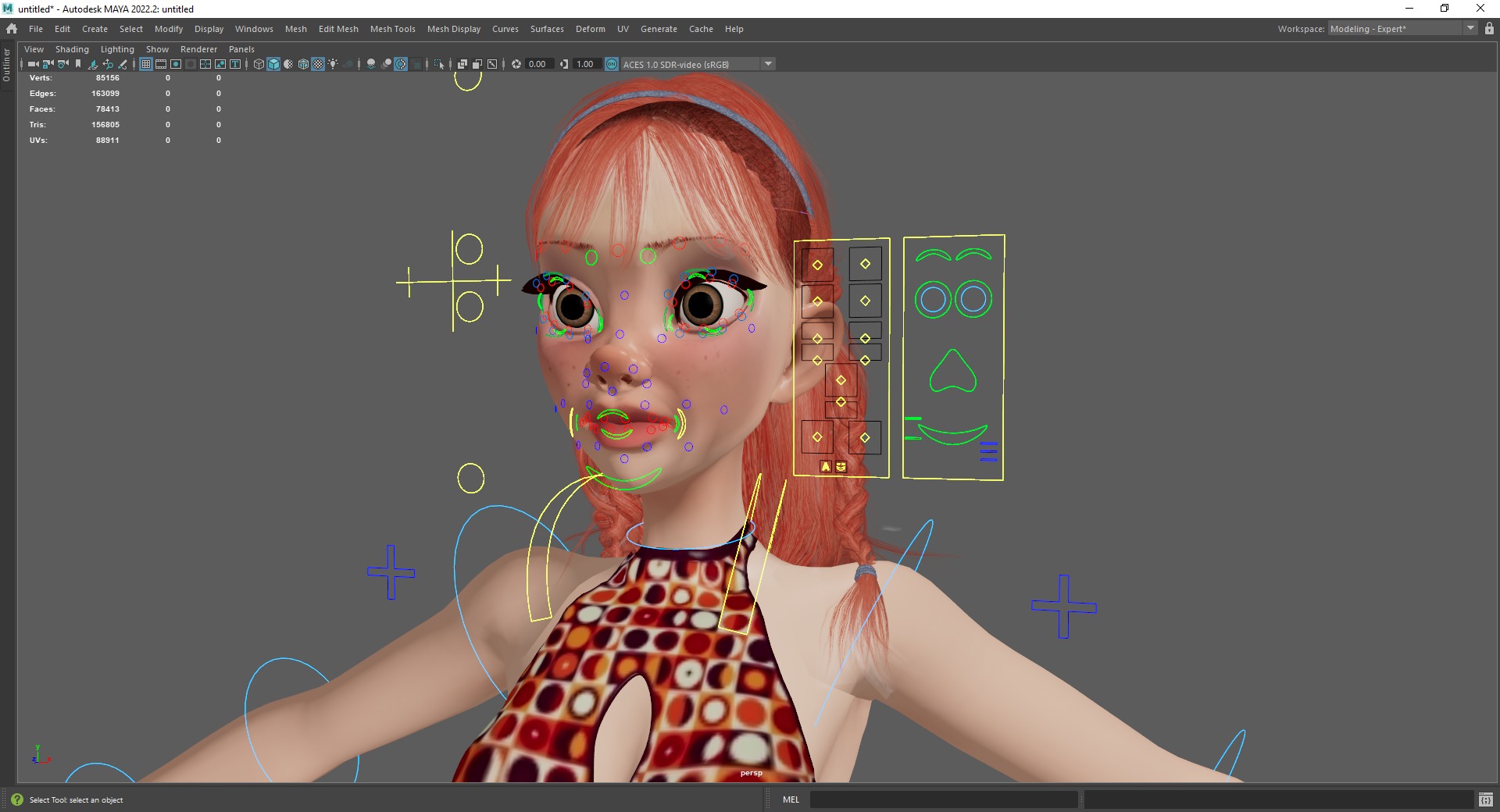 Redhead Character with Colorful Patterned Outfit Toon  Low-poly 3D model_24