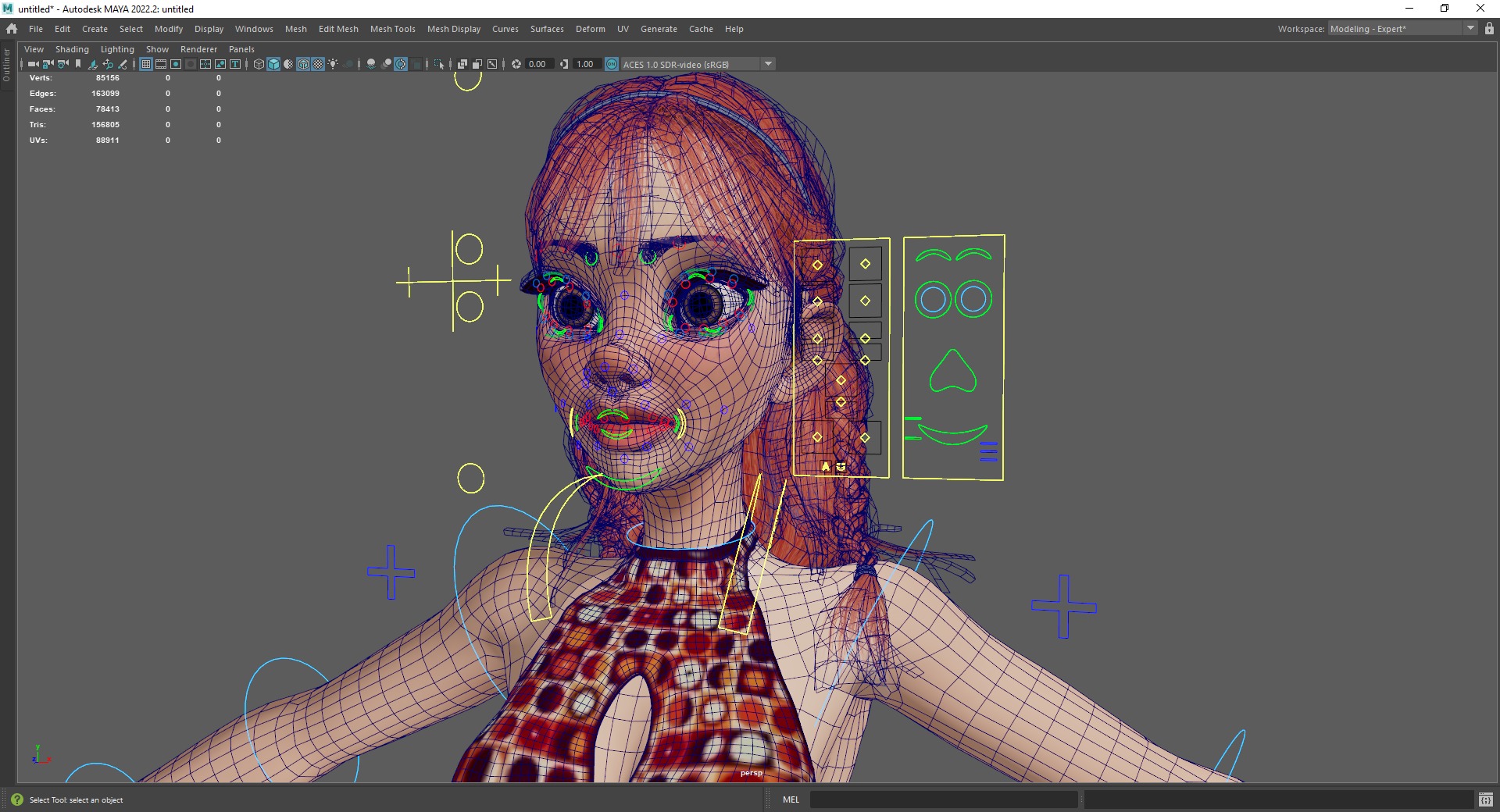 Redhead Character with Colorful Patterned Outfit Toon  Low-poly 3D model_25