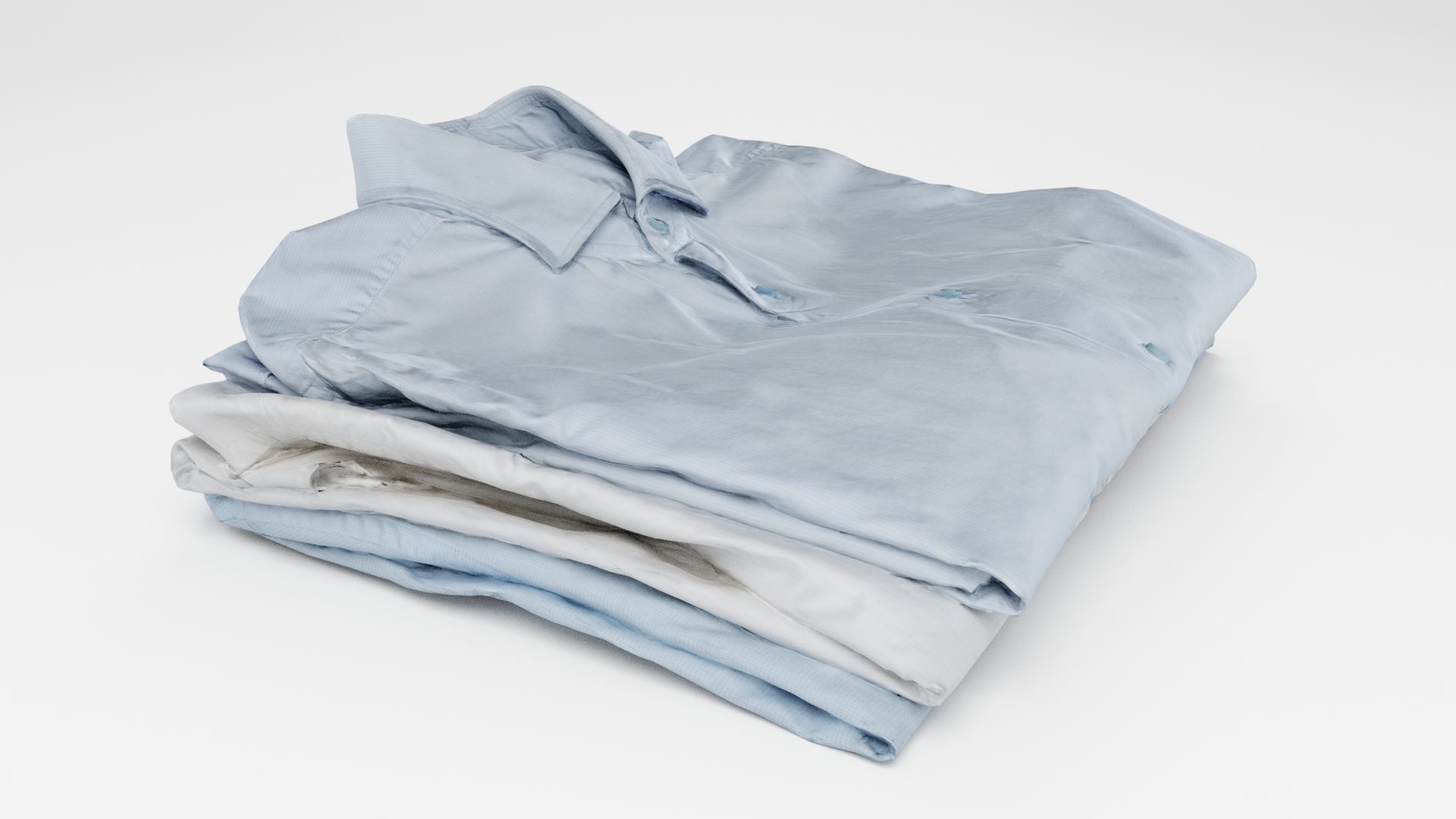 Pile or stack of folded shirts polo Generic casual wardrobe 3D model_3