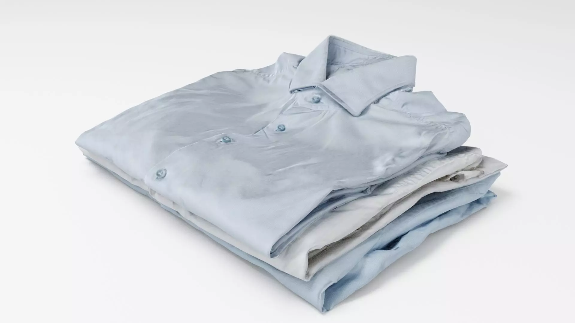 Pile or stack of folded shirts polo Generic casual wardrobe 3D model_0
