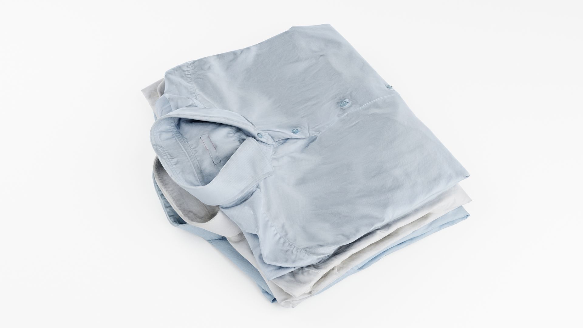 Pile or stack of folded shirts polo Generic casual wardrobe 3D model_2