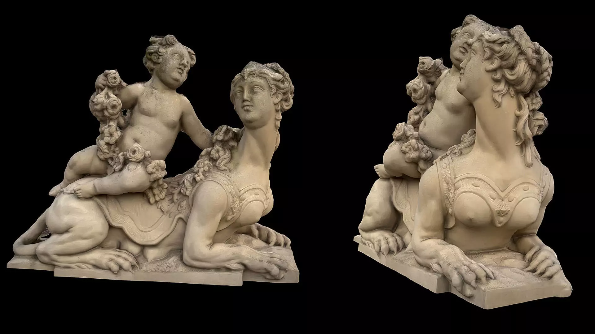 ancient roman fantasy sculptures photogrammetry Low-poly 3D model_0
