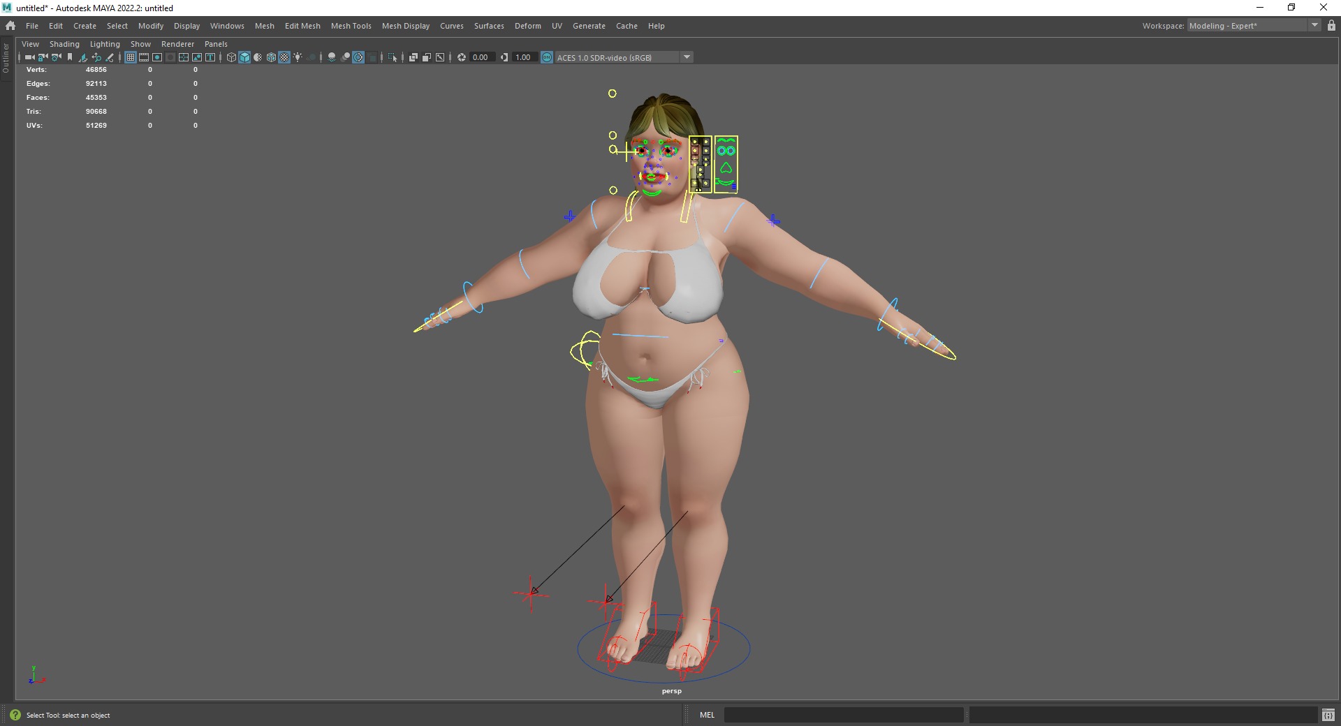 Curvy Swimsuit Female Character Plus-Size  Stylized Character Low-poly 3D model_24