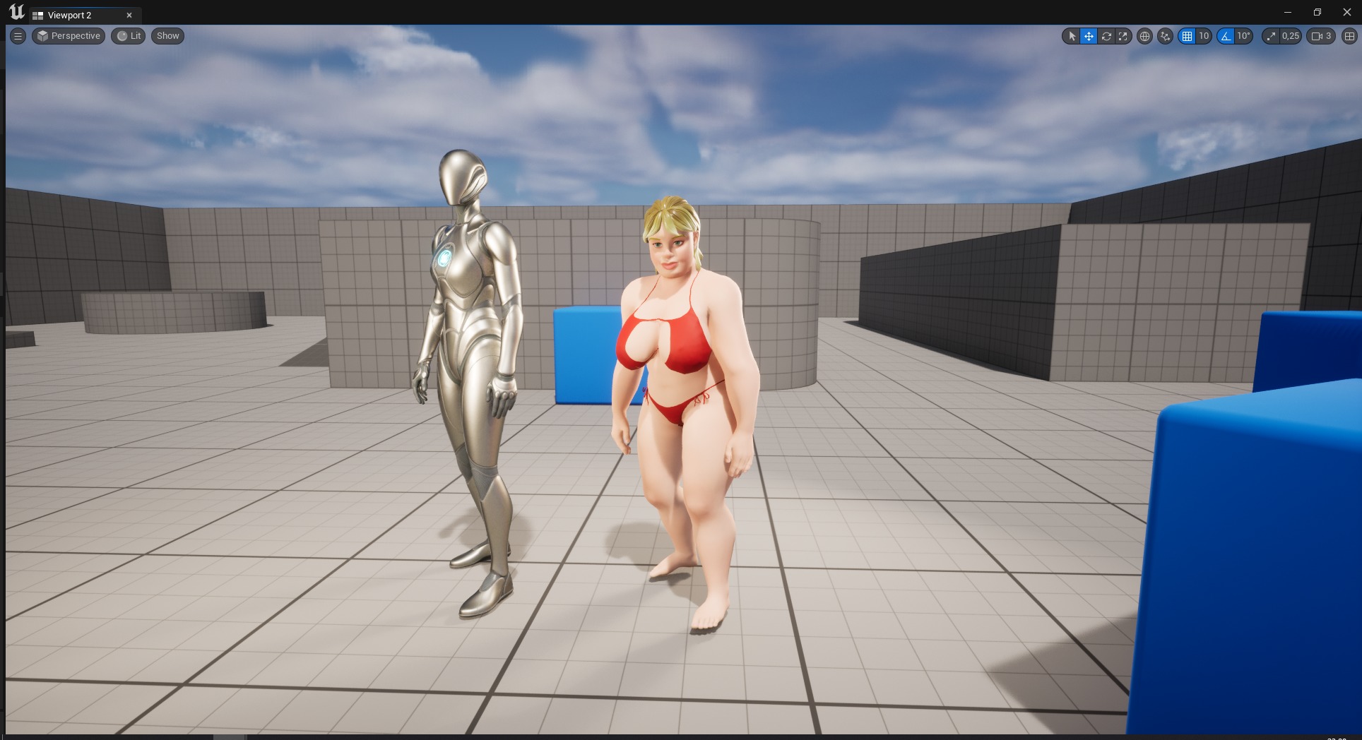 Curvy Swimsuit Female Character Plus-Size  Stylized Character Low-poly 3D model_28