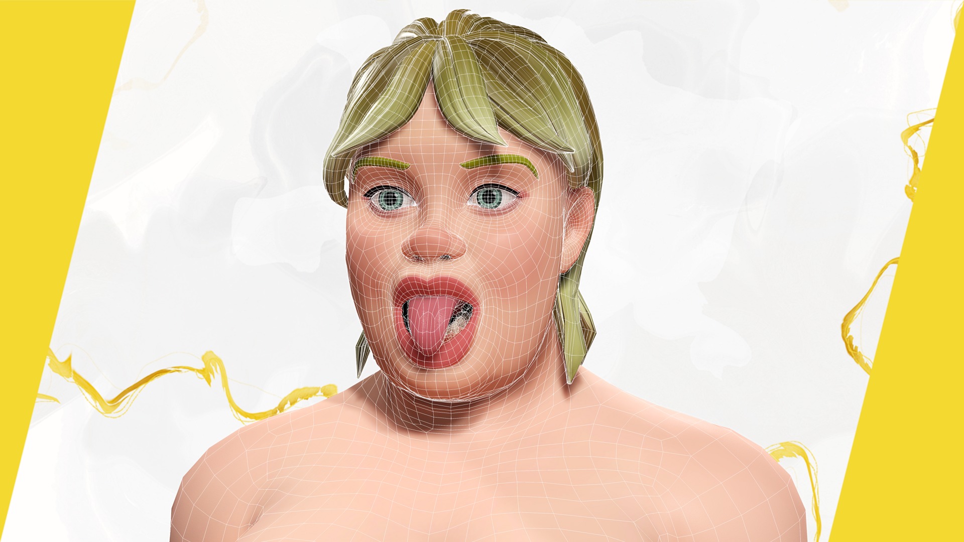 Curvy Swimsuit Female Character Plus-Size  Stylized Character Low-poly 3D model_6