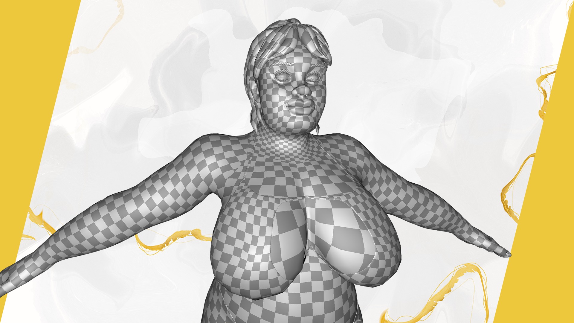 Curvy Swimsuit Female Character Plus-Size  Stylized Character Low-poly 3D model_31