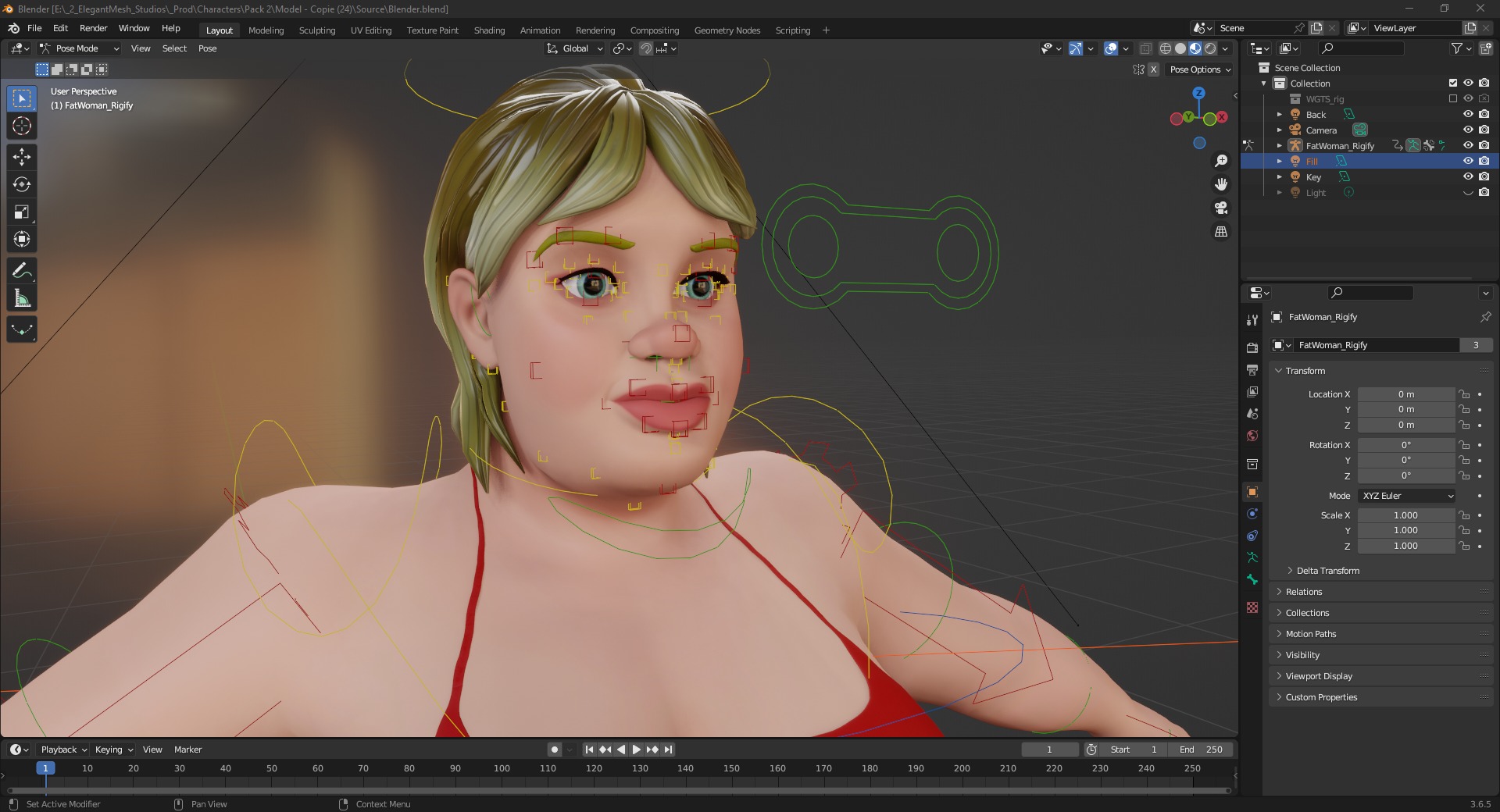 Curvy Swimsuit Female Character Plus-Size  Stylized Character Low-poly 3D model_20