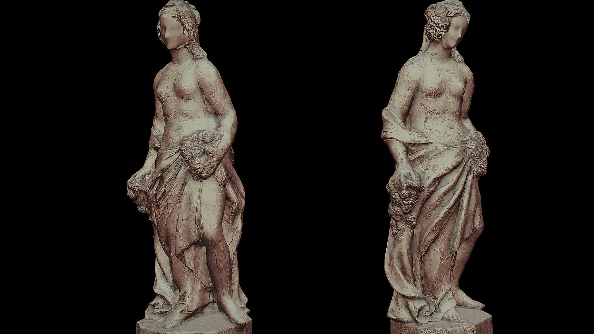 greek statue antic woman photogrammetry Low-poly 3D model_4