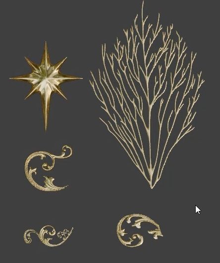 Xross Elements 2 Leaf Vein Baroque And Star 3D model_2