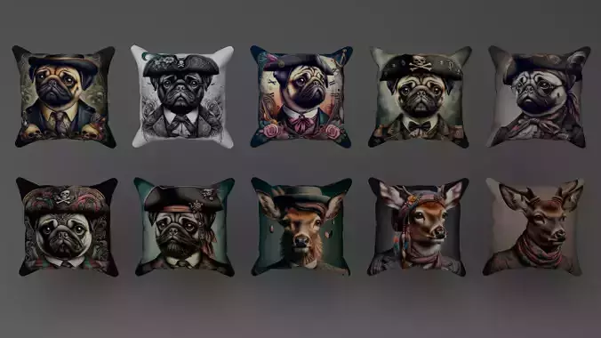 llustration Animal Figure Digital Print Pillows