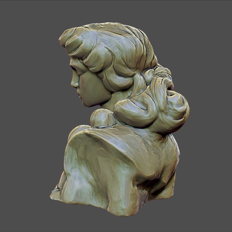 Classic Art Sculpt Female torso and head 3D print model_3