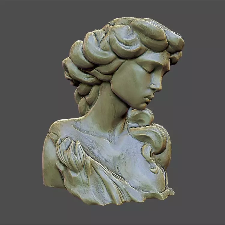 Classic Art Sculpt Female torso and head 3D print model_0