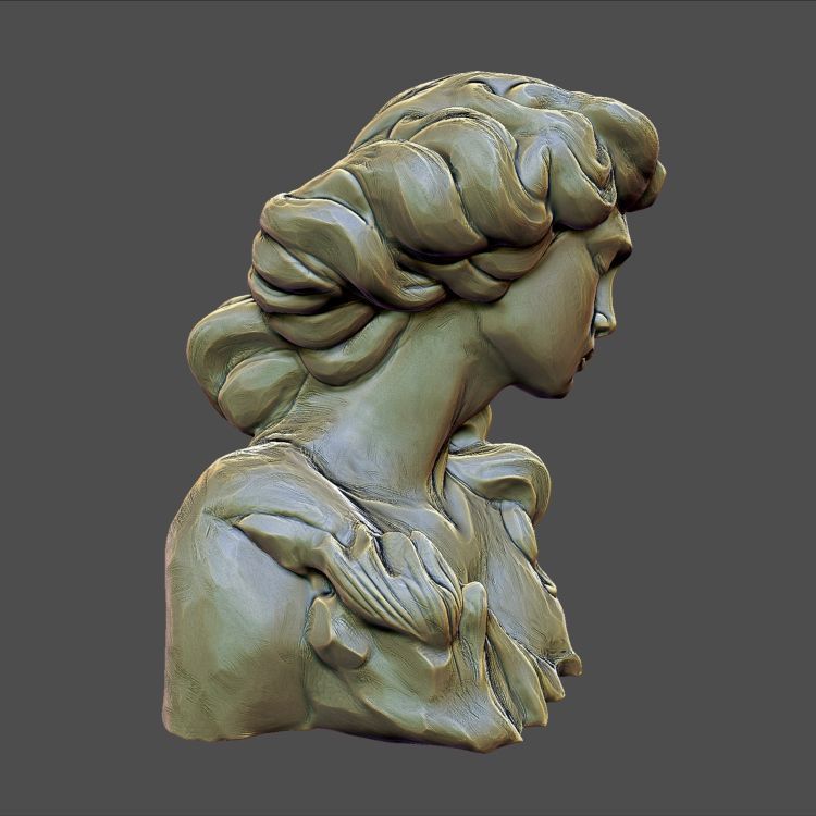 Classic Art Sculpt Female torso and head 3D print model_4