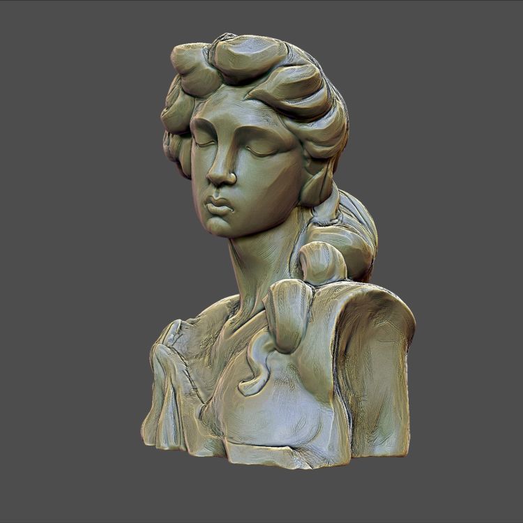 Classic Art Sculpt Female torso and head 3D print model_2