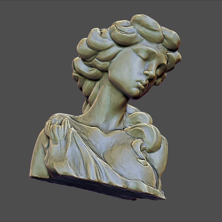 Classic Art Sculpt Female torso and head 3D print model_5
