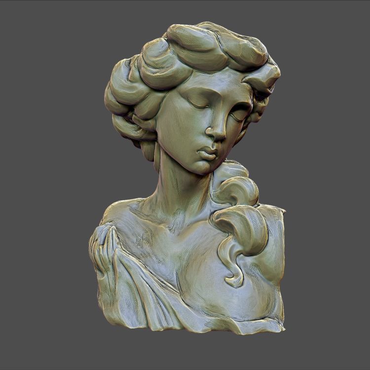 Classic Art Sculpt Female torso and head 3D print model_1