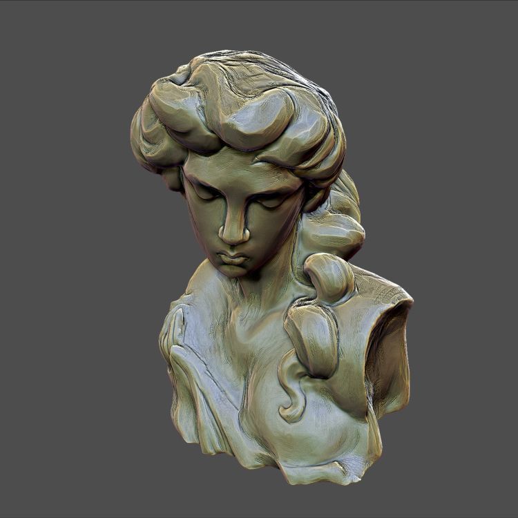Classic Art Sculpt Female torso and head 3D print model_6