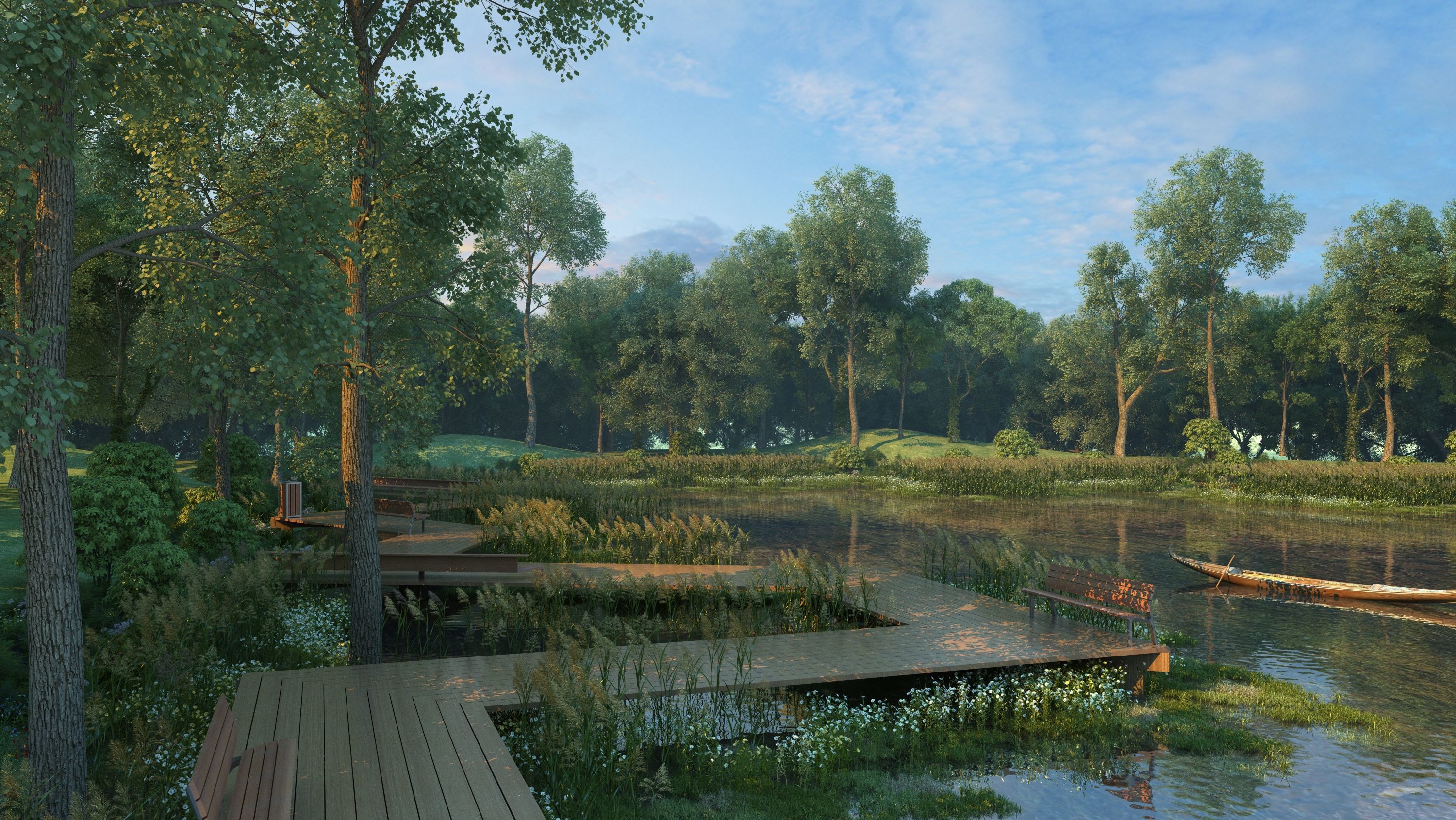 Nature River Park Scene 3D 3D model_8