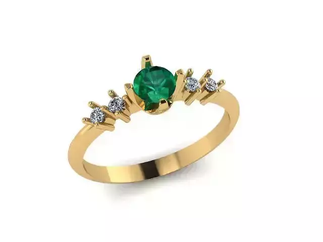 4mm Emerald Solitaire Engagement Ring