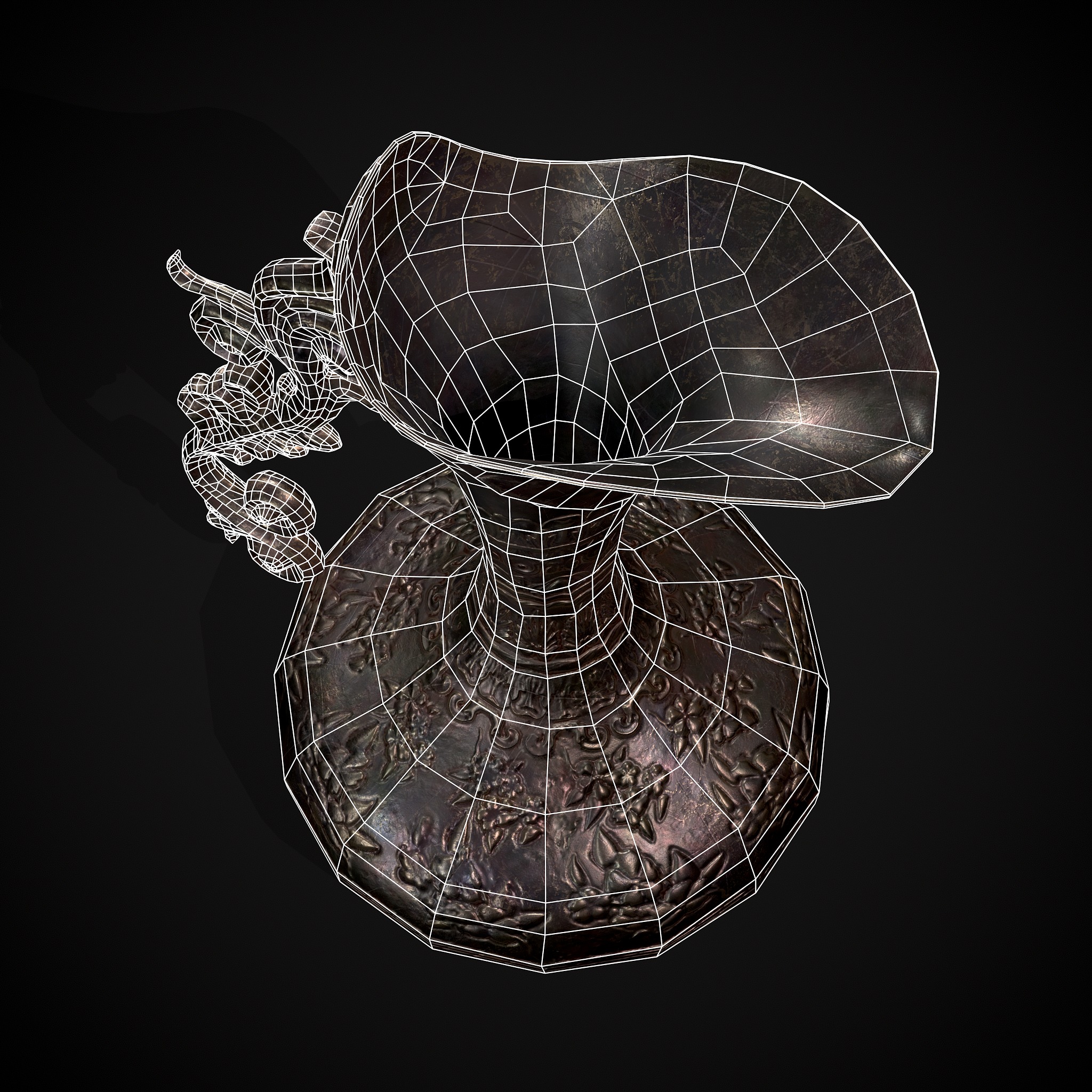Ornate Wine Decanter Low-poly 3D model_12