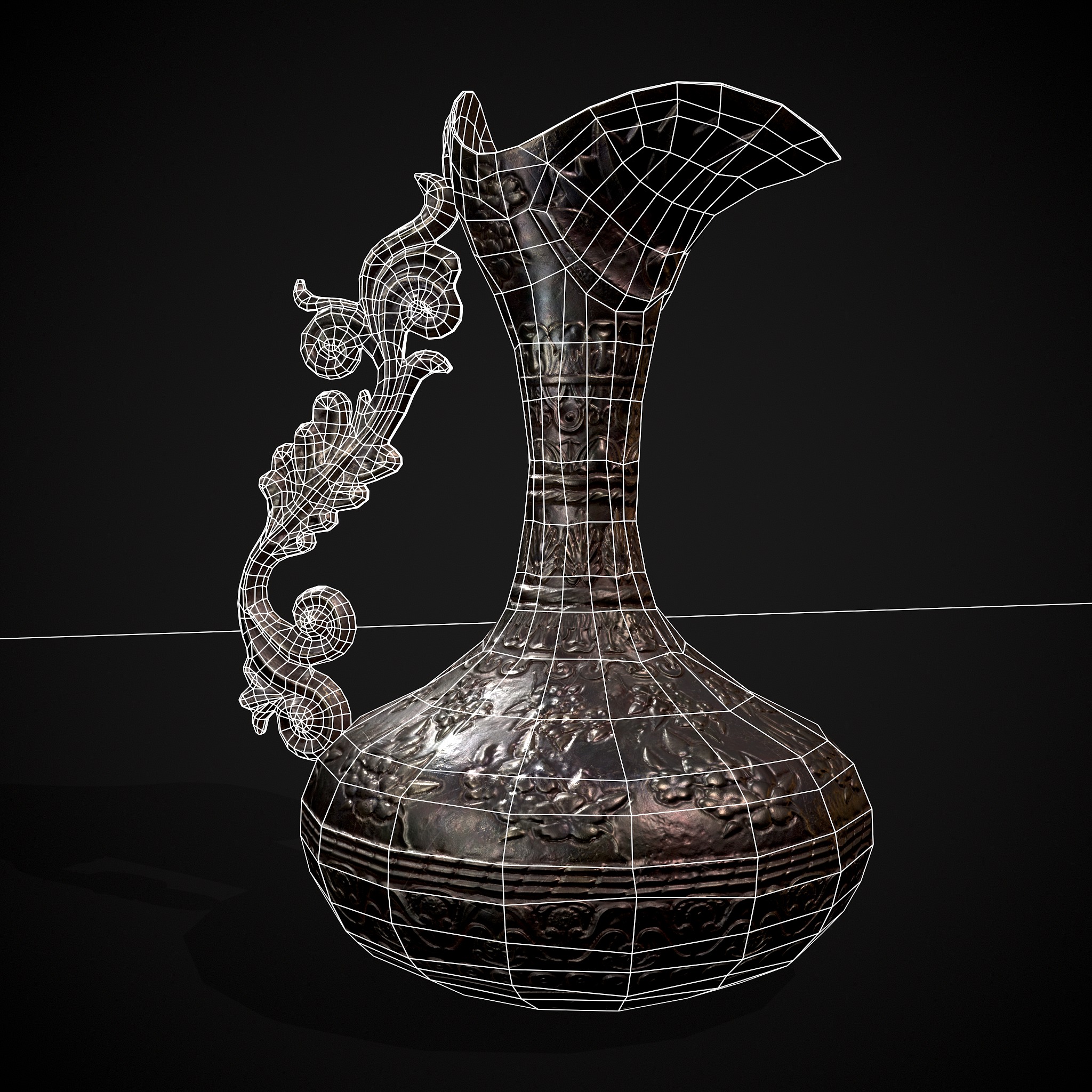 Ornate Wine Decanter Low-poly 3D model_8