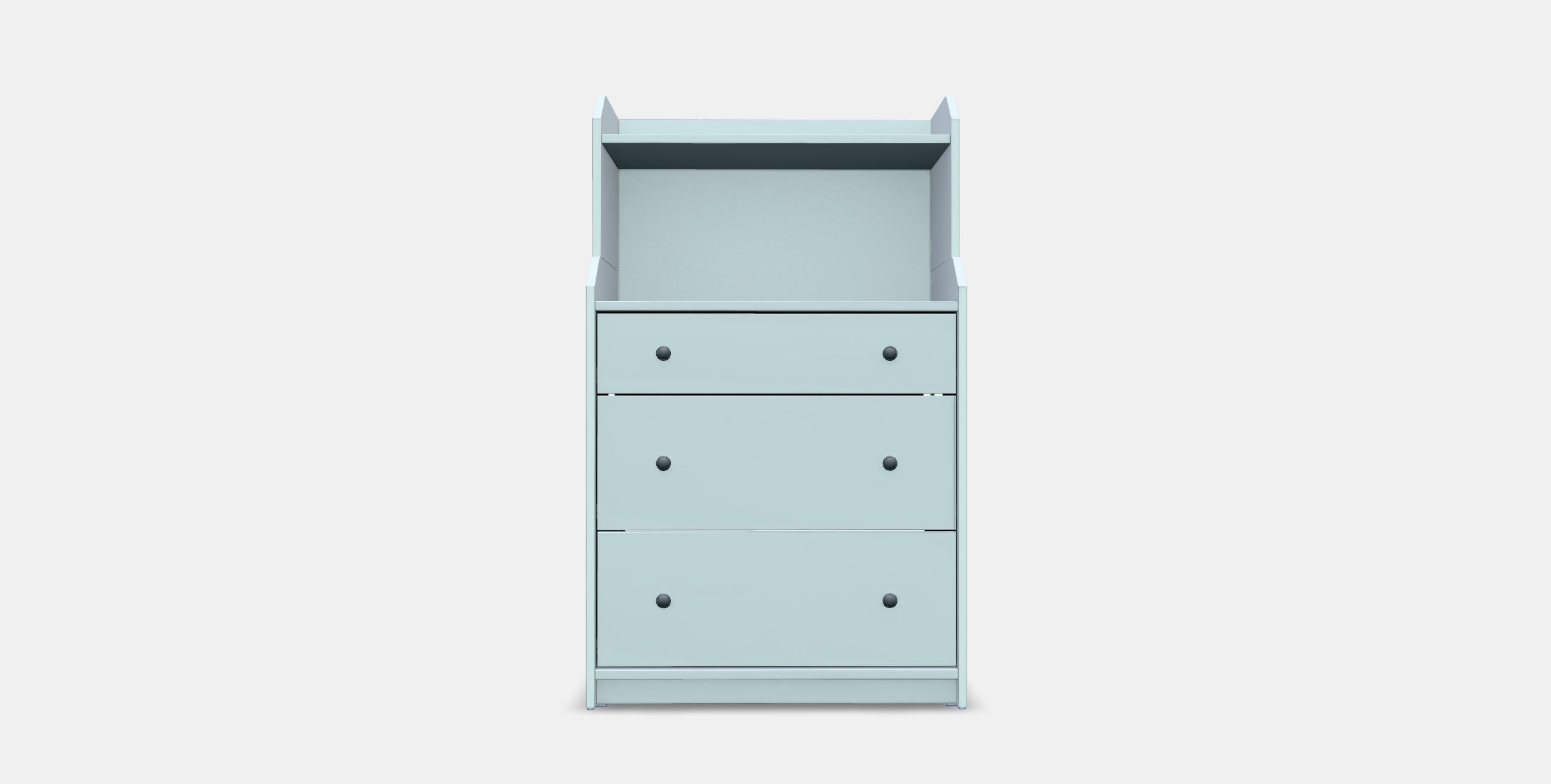 HAUGA Chest of 3 drawers with shelf Low-poly 3D model_10