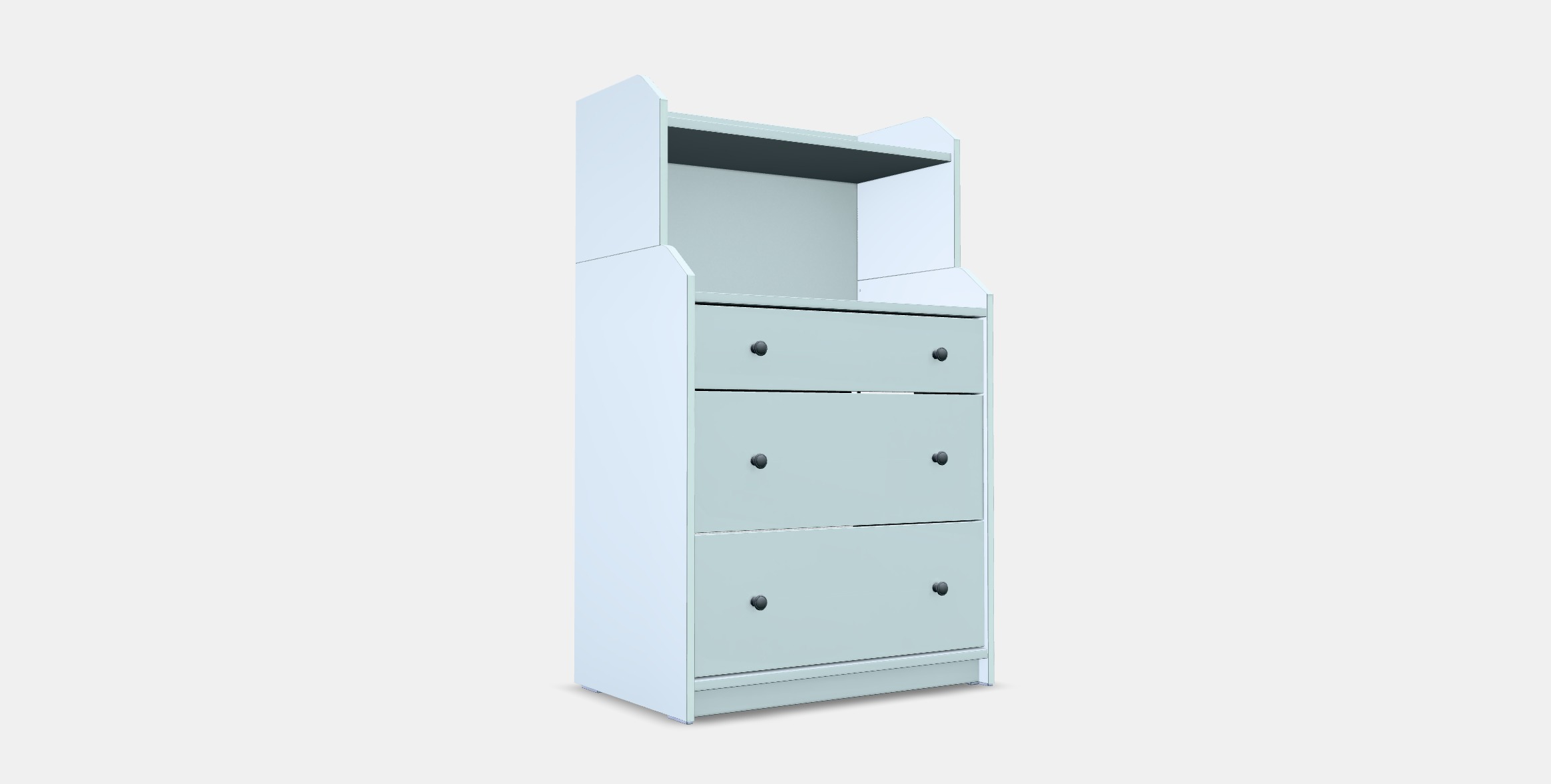 HAUGA Chest of 3 drawers with shelf Low-poly 3D model_3