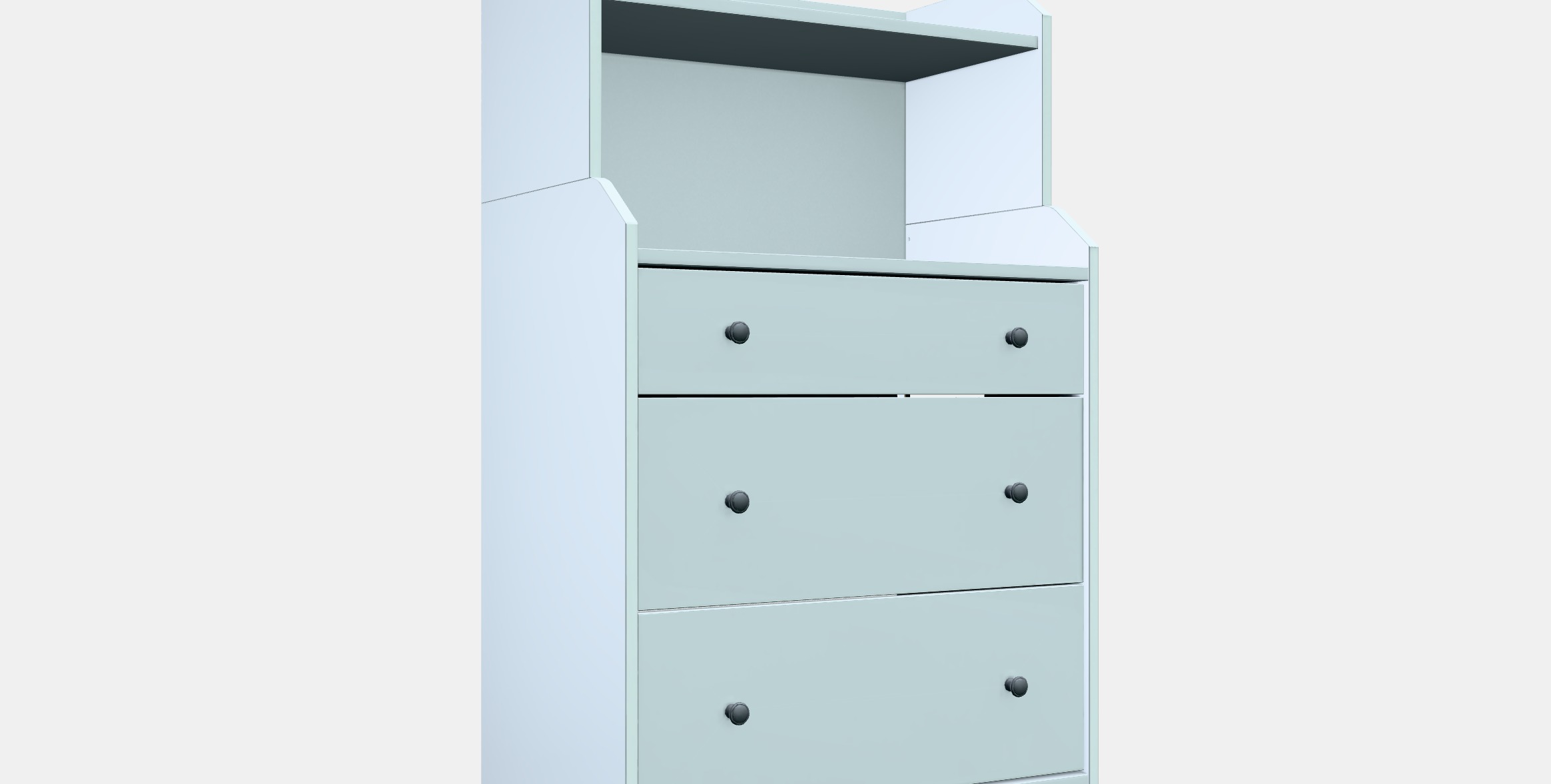 HAUGA Chest of 3 drawers with shelf Low-poly 3D model_9