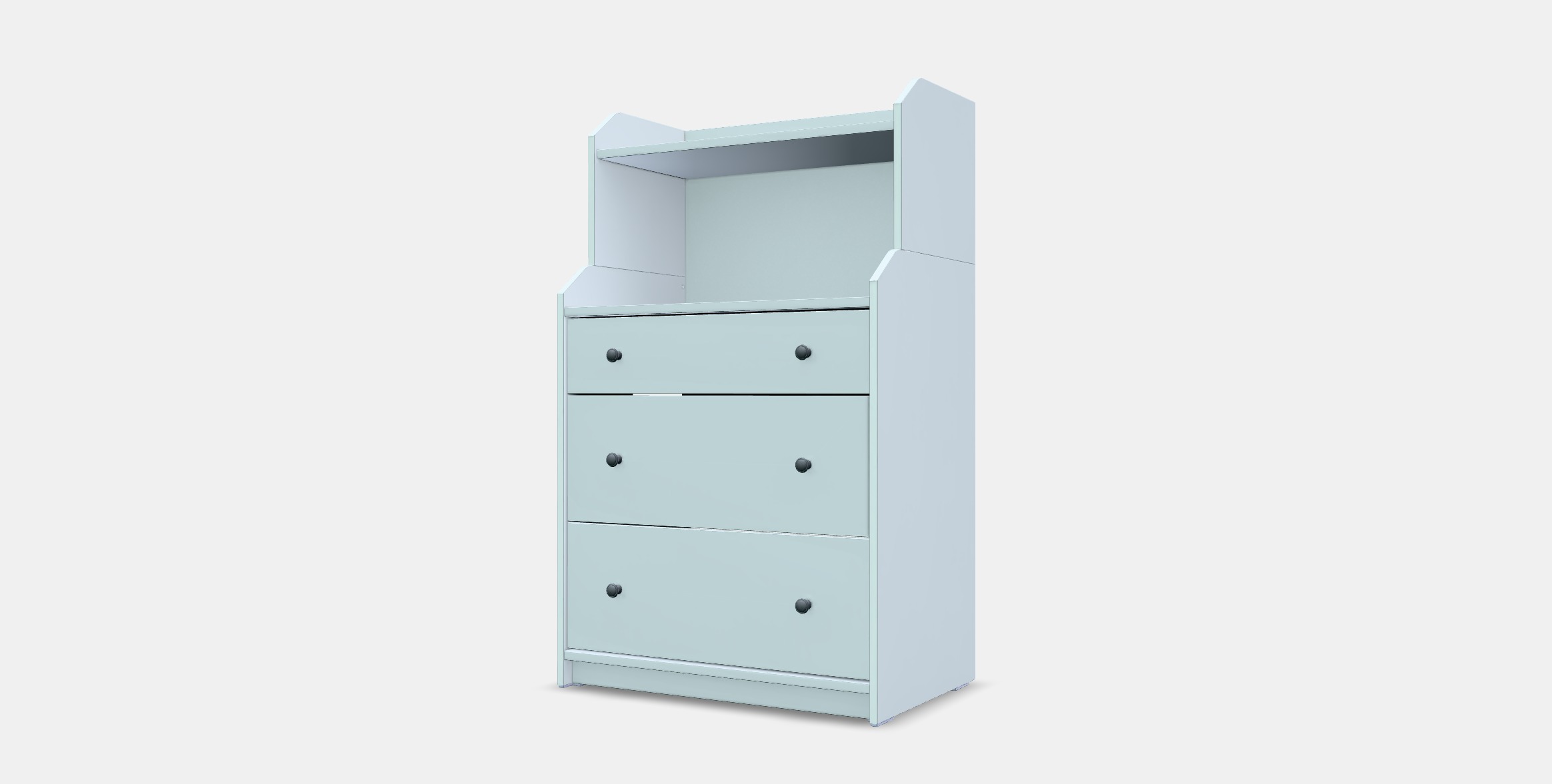 HAUGA Chest of 3 drawers with shelf Low-poly 3D model_12