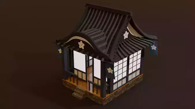 Japanese House Lowpoly Isometric