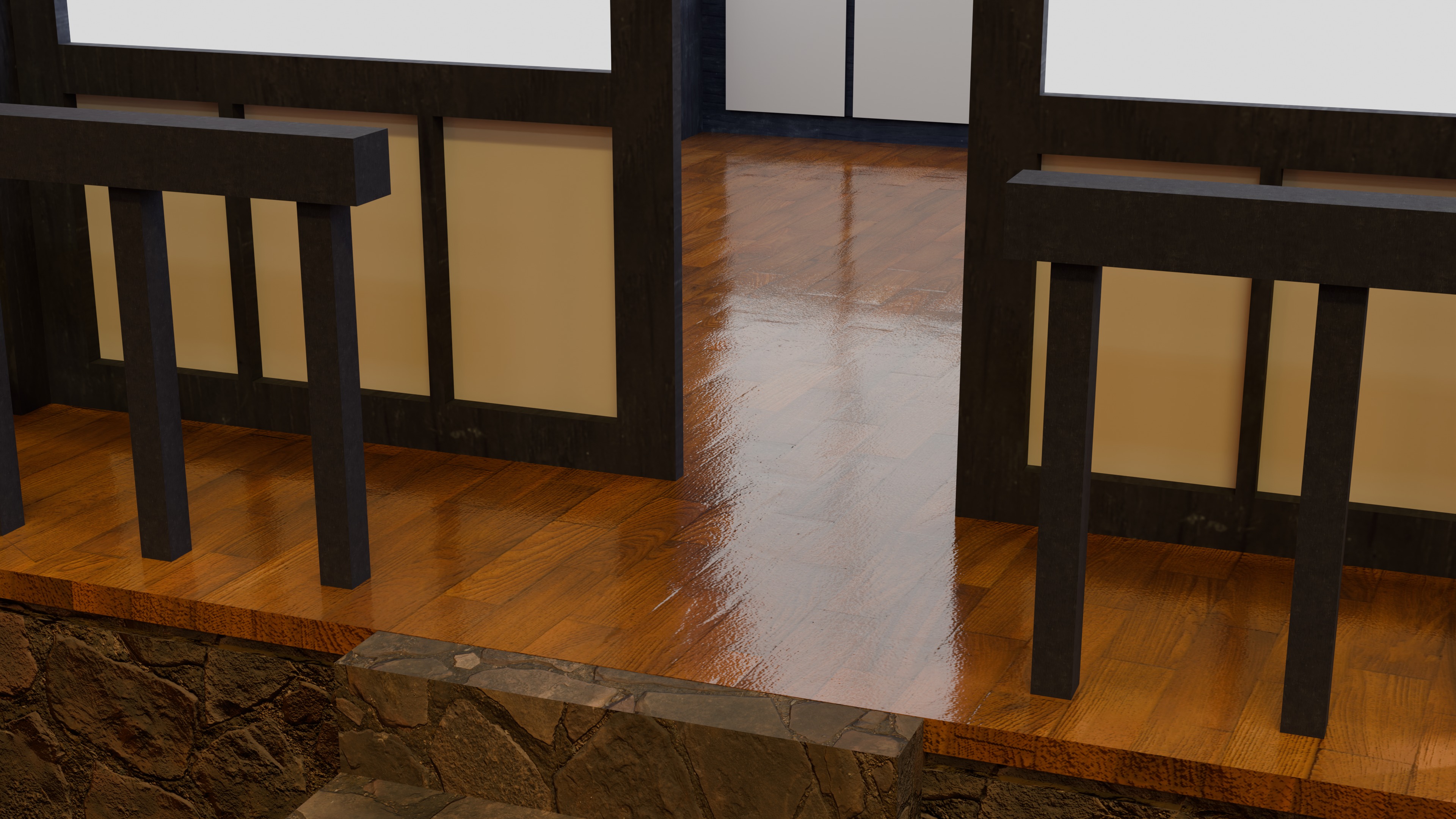 Japanese House Lowpoly Isometric Low-poly 3D model_5