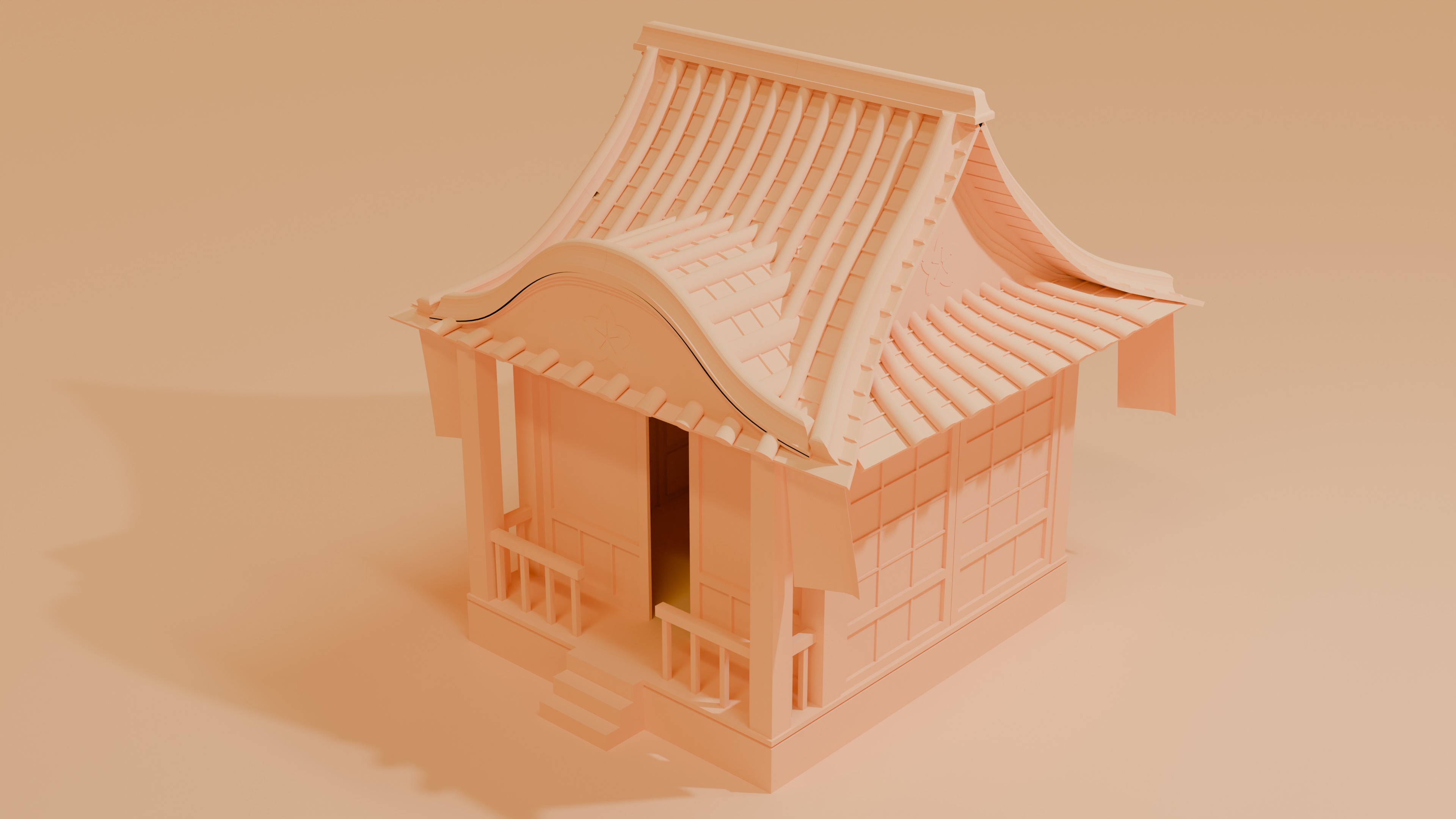 Japanese House Lowpoly Isometric Low-poly 3D model_8