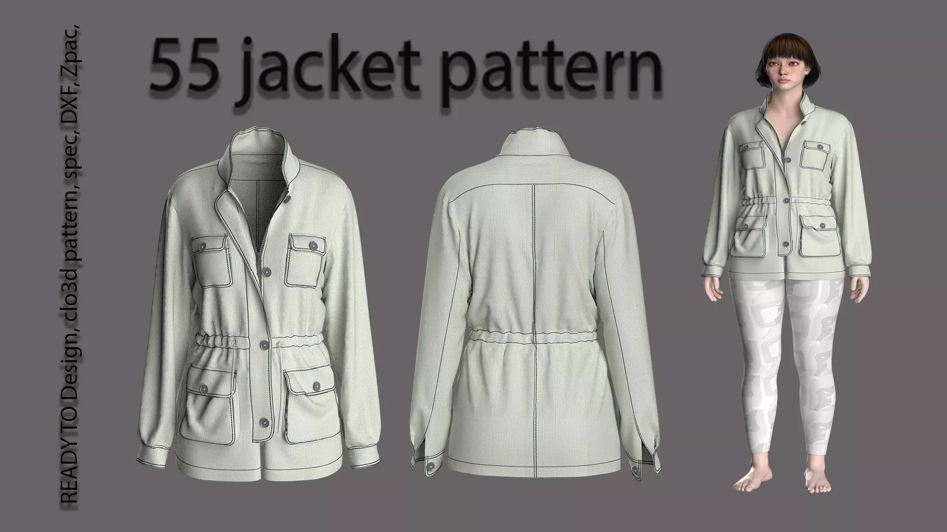 55 jacket pattern 3D print model_0