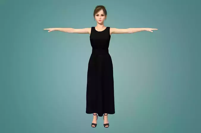 Reality binding wearing long skirt beauty oligo 3D model