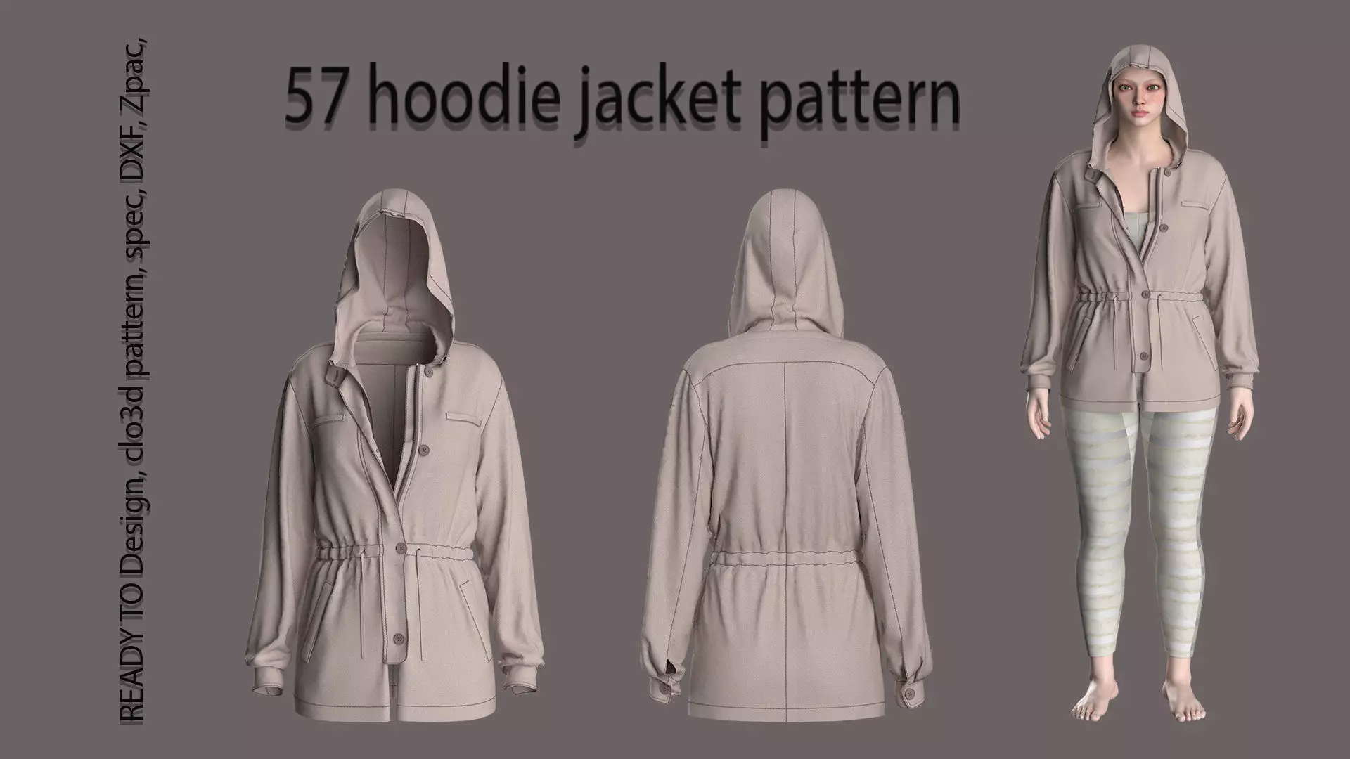 57 hoodie jacket pattern 3D print model_0