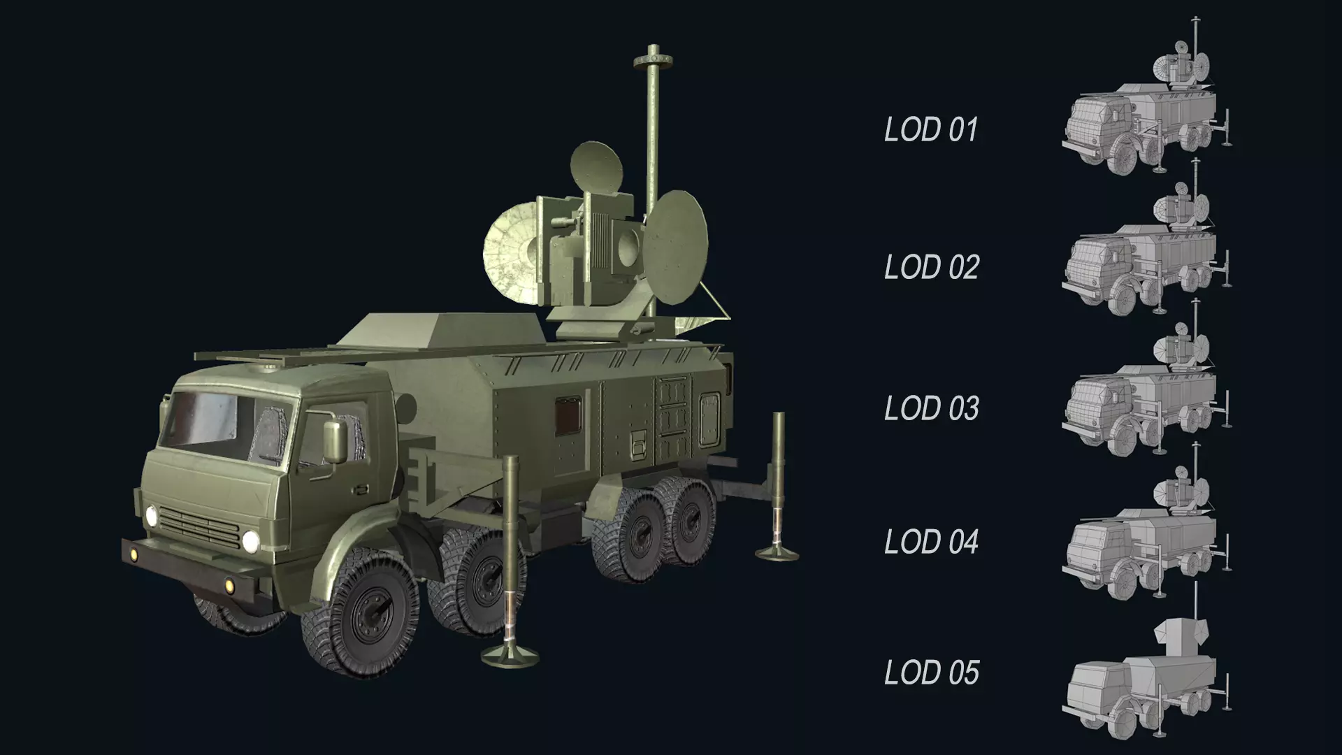 Asset - Army - Krasukha 4 EW System - 01 3D Model Realistic Low-poly 3D model_0
