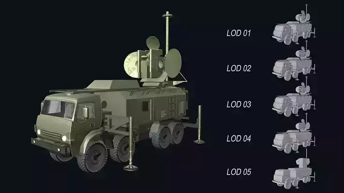 Asset - Army - Krasukha 4 EW System - 01 3D Model Realistic Low-poly 3D model