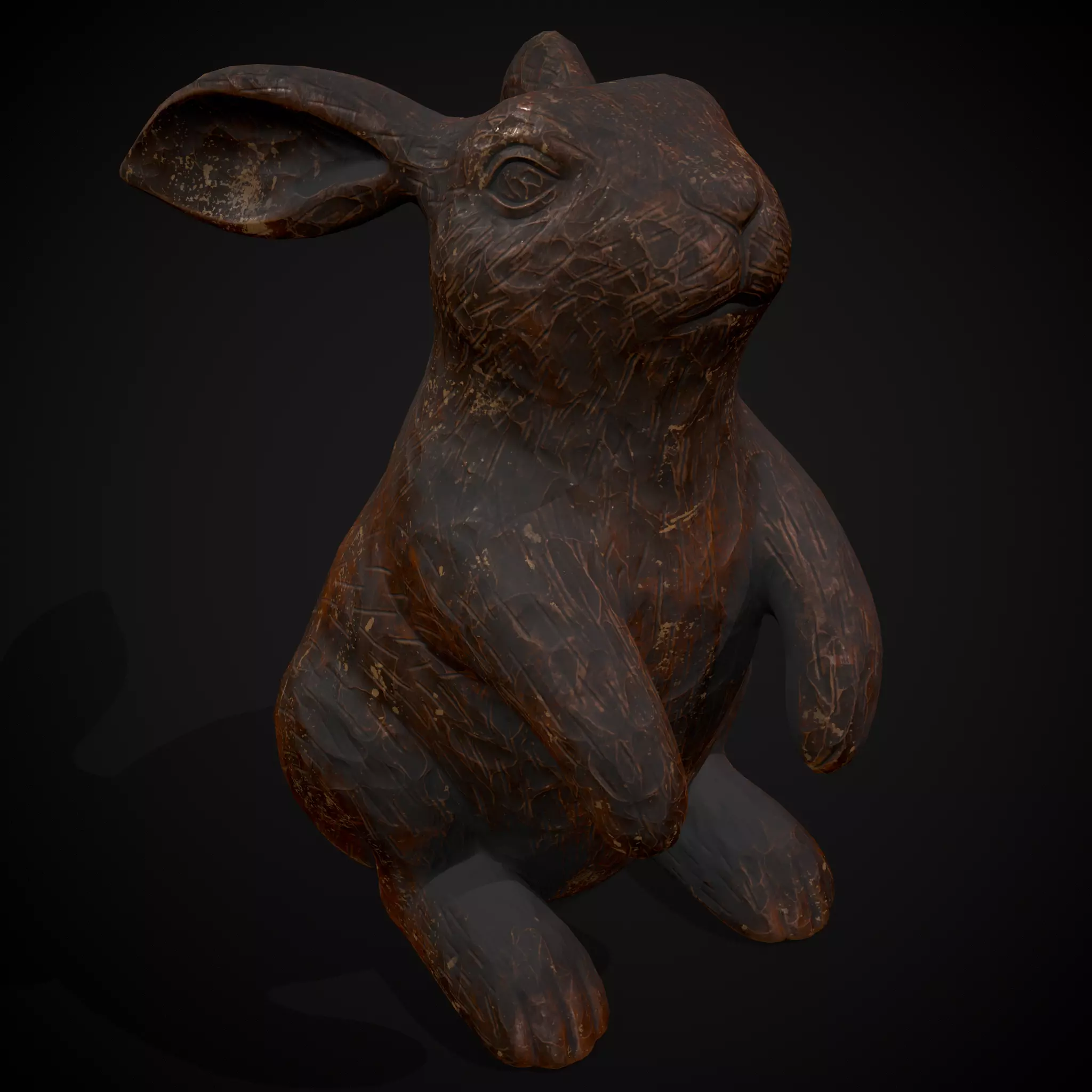 Sculpted Wooden Rabbit Toy Low-poly 3D model_0