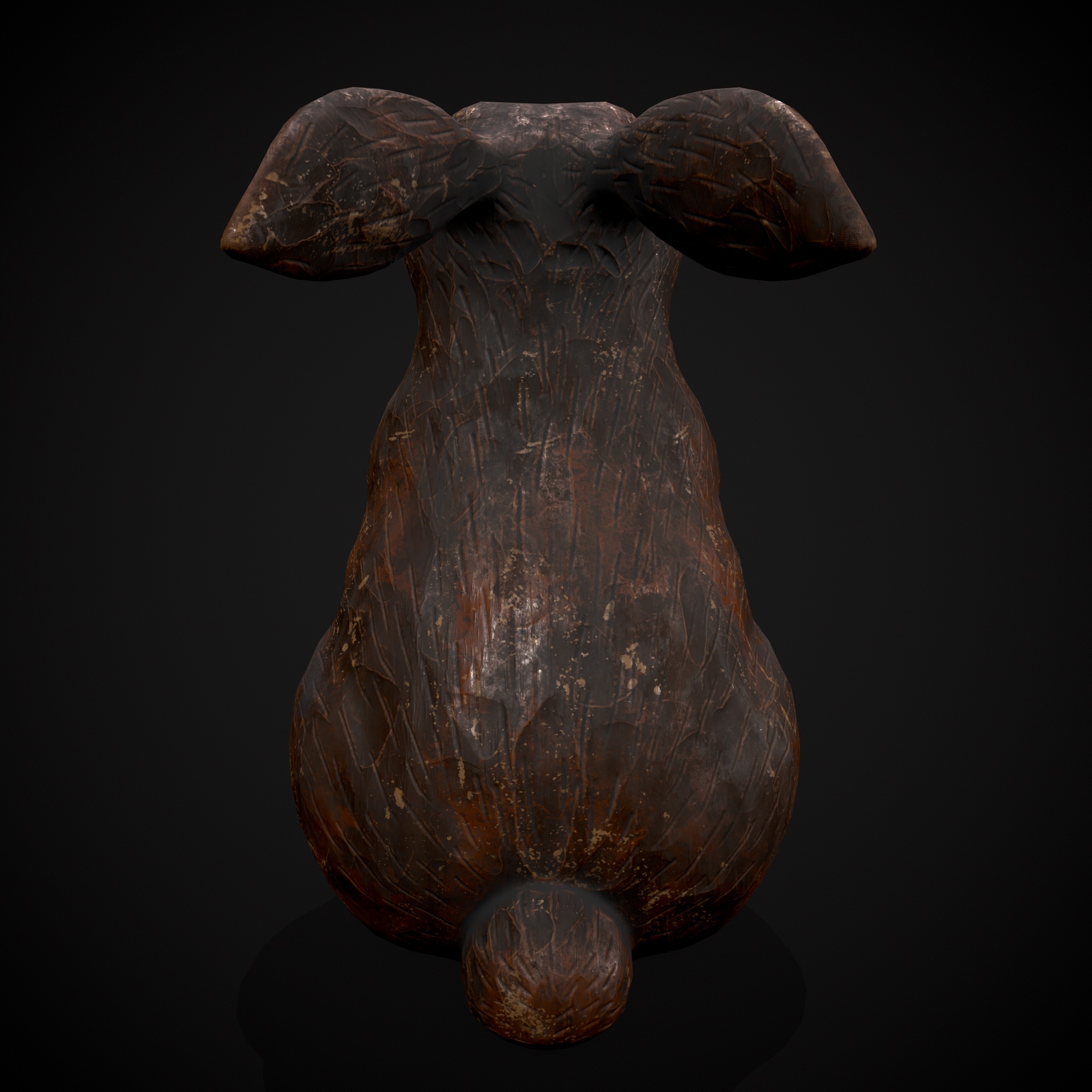 Sculpted Wooden Rabbit Toy Low-poly 3D model_7