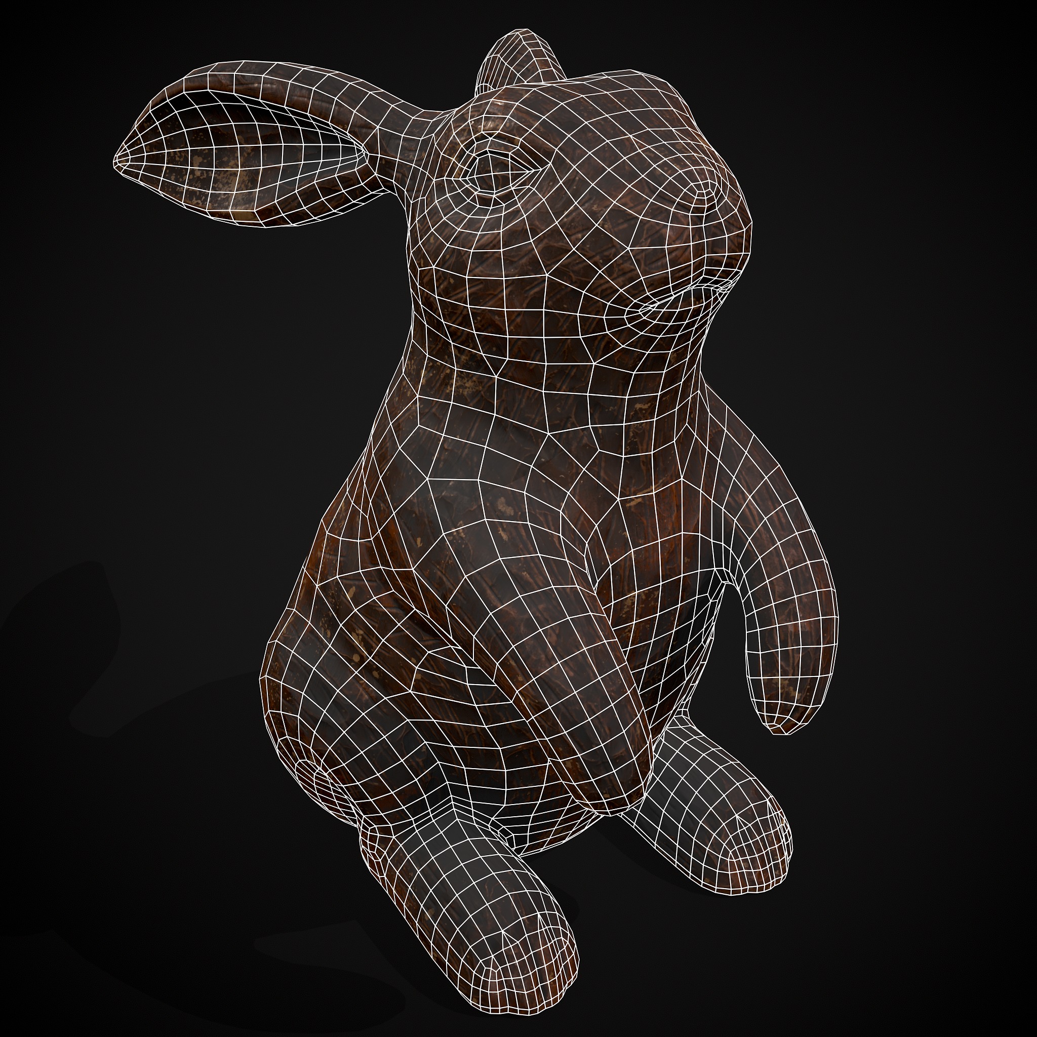 Sculpted Wooden Rabbit Toy Low-poly 3D model_2