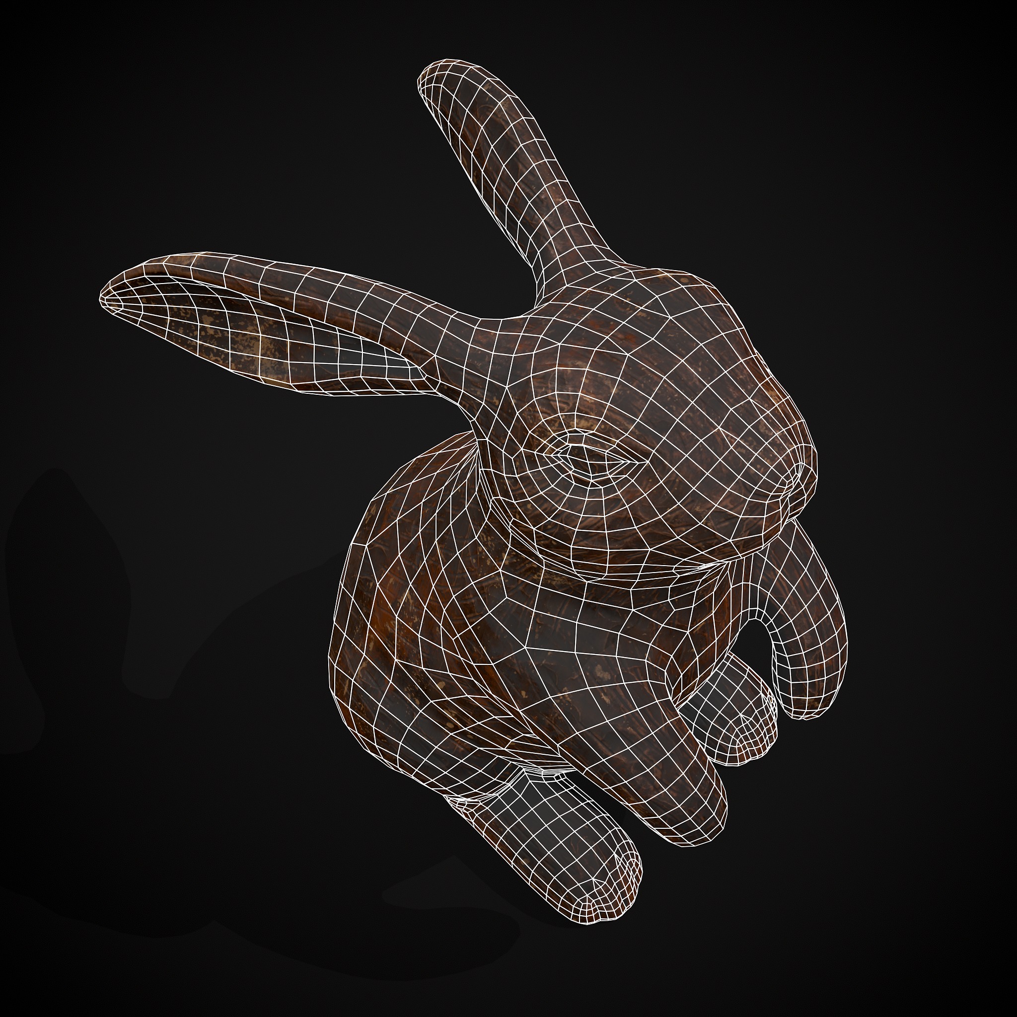 Sculpted Wooden Rabbit Toy Low-poly 3D model_14