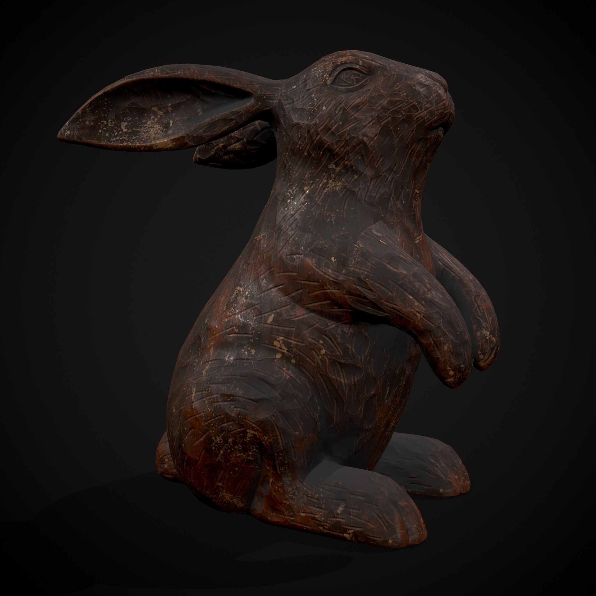 Sculpted Wooden Rabbit Toy Low-poly 3D model_11