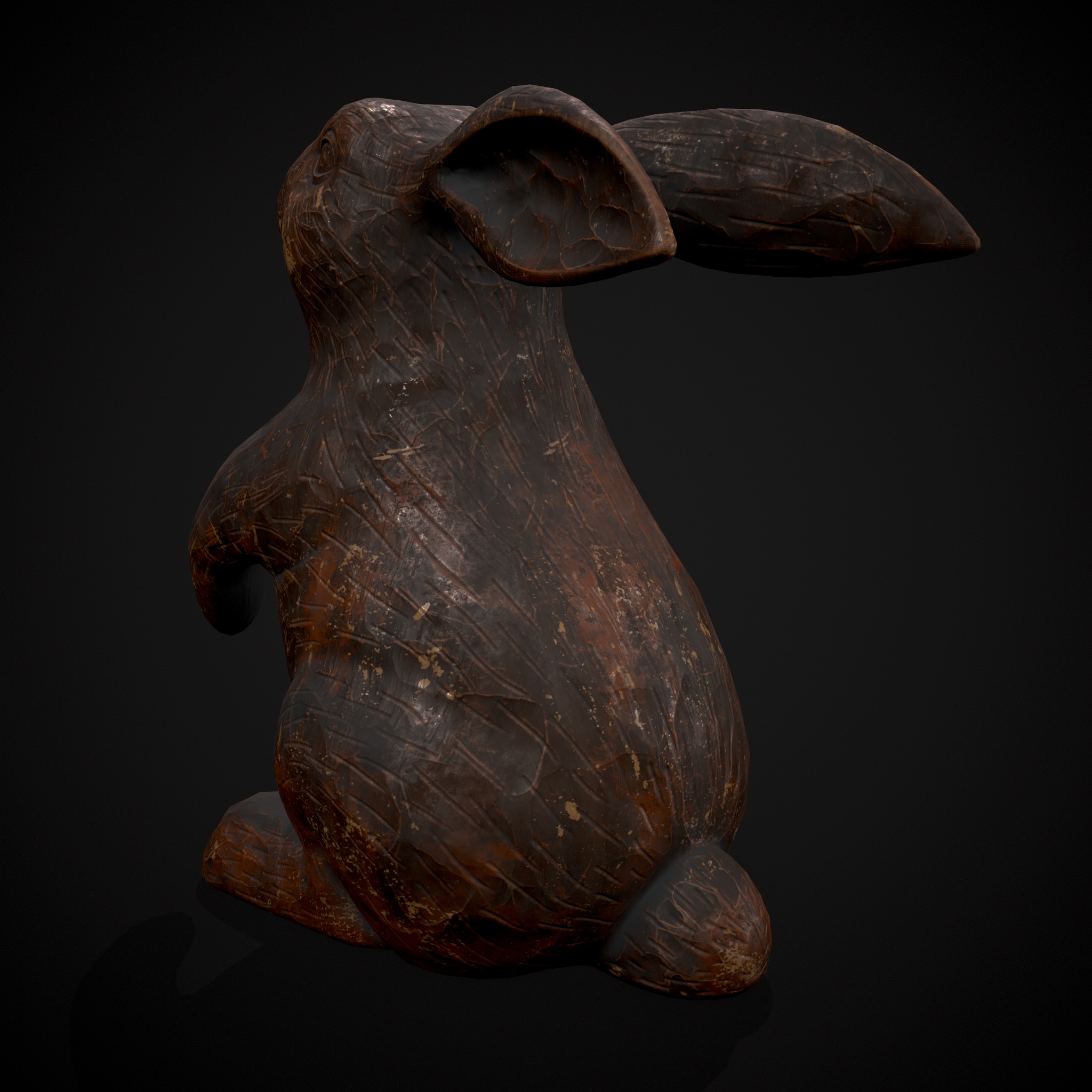 Sculpted Wooden Rabbit Toy Low-poly 3D model_5