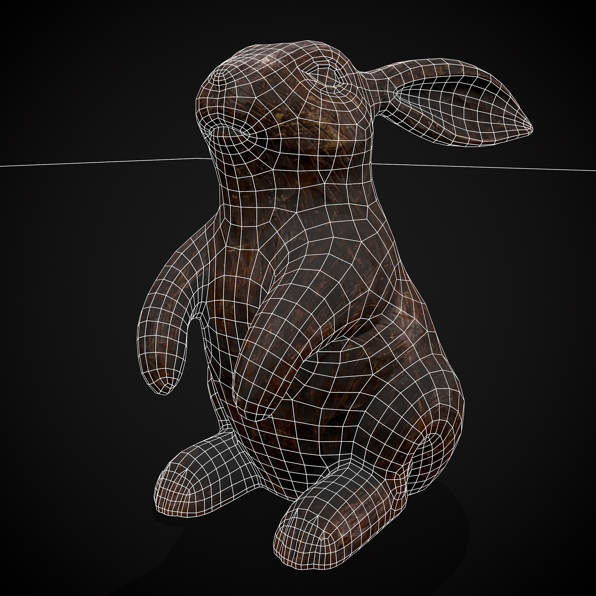 Sculpted Wooden Rabbit Toy Low-poly 3D model_20