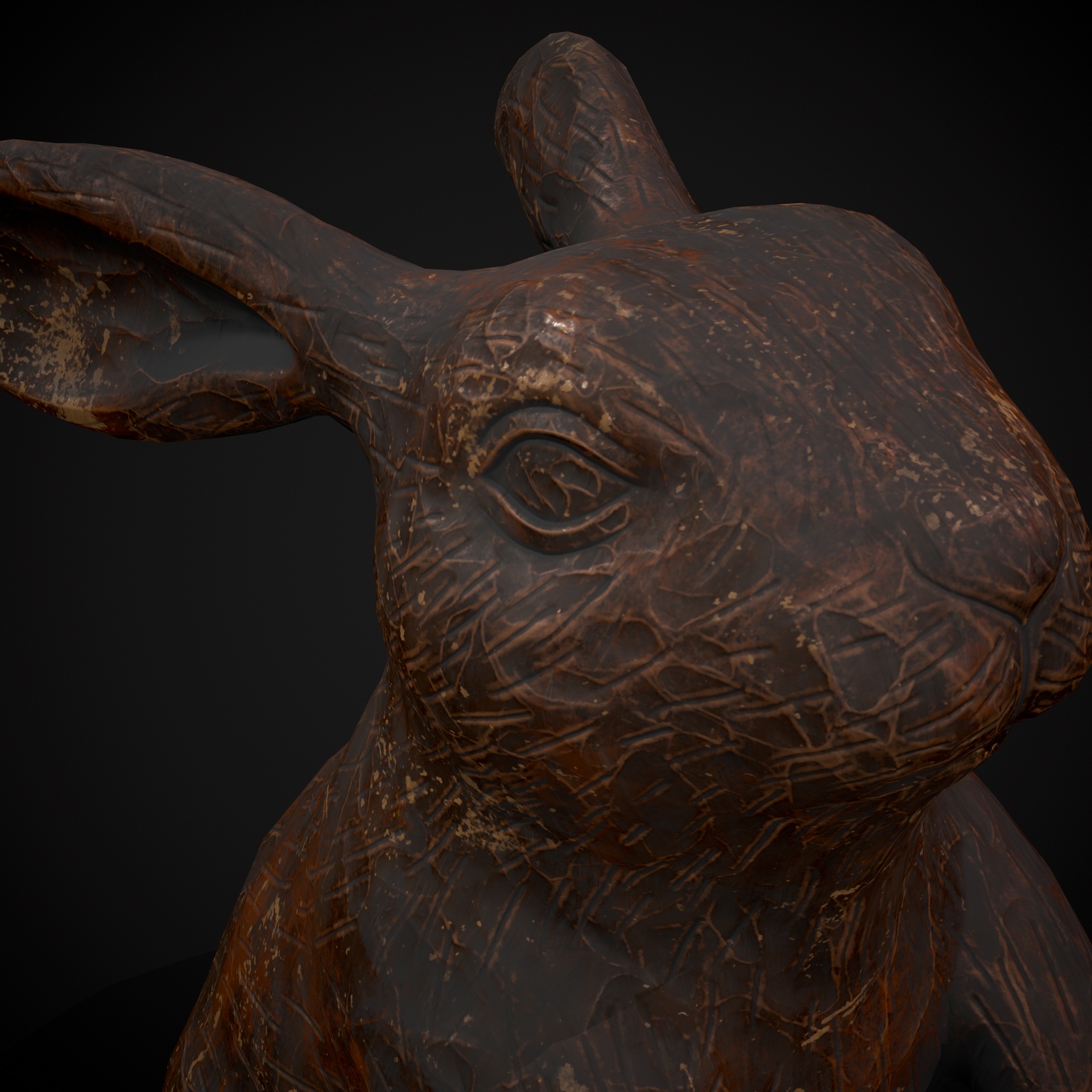 Sculpted Wooden Rabbit Toy Low-poly 3D model_17